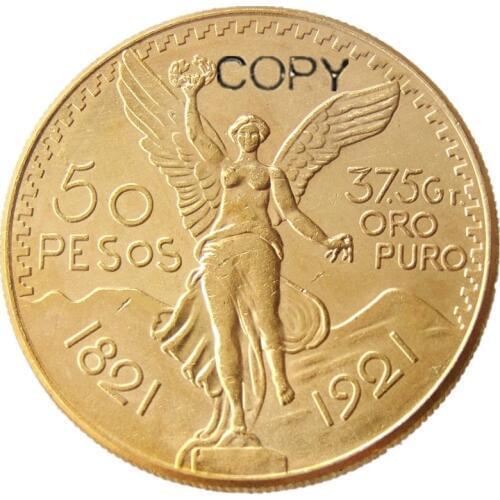 Mexico 1921 Gold Plated 50 Peso Gold Plated Copy Coin