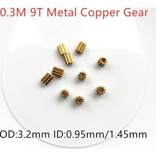 RC Model Metal Motor Pinion Gear 0.3M 0.95mm 1.45m (hole diameter) 9T 9 Teeth Small Motor Gears Diameter 3.2mm For 1/1.5mm shaft
