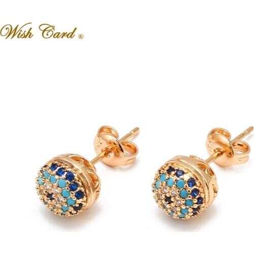 Wish Card Crystal Fashion Ball Stud Earrings for Women CZ Jewelry Gifts Candy Shape Cute Earring Broncos Orecchino Oorbel BD441