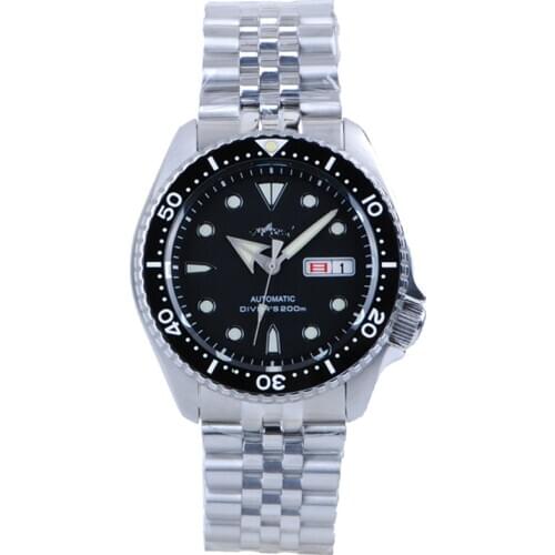 HEIMDALLR Mens Diver Watch SKX007 Black Dial Sapphire 200m Water Resistance Japan NH36A Automatic Movement Mechanical Relogio