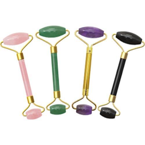 Rose Quartz Jade Roller Facial Massager Green Aventurine Face Roller Natural Stone Amethyst Massage Roller Skin Care Tool