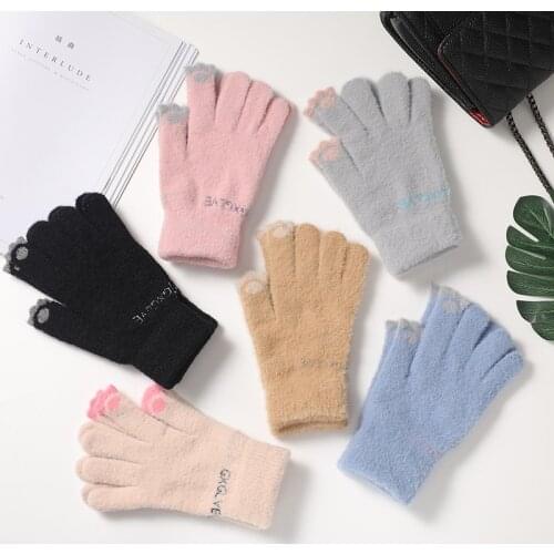 New Ladies Gloves Winter Driving Touch Screen Gloves Cute Fashion Cartoon Print Warm Couple High Quality Mittens