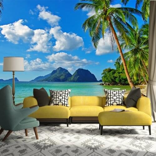 Custom Photo Wallpaper 3D Seaside Landscape Murals Living Room TV Sofa Home Decor Wall Paper Easy Operate Stickers Customized