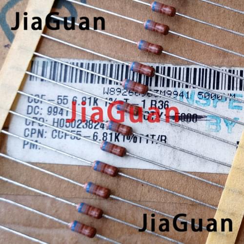 50PCS VISHAY DALE CCF55 0.25W 6.81K 1% Metal Film Color Ring Resistors CCF-55 1/4W instead 6.8K Precision resistor 6k81