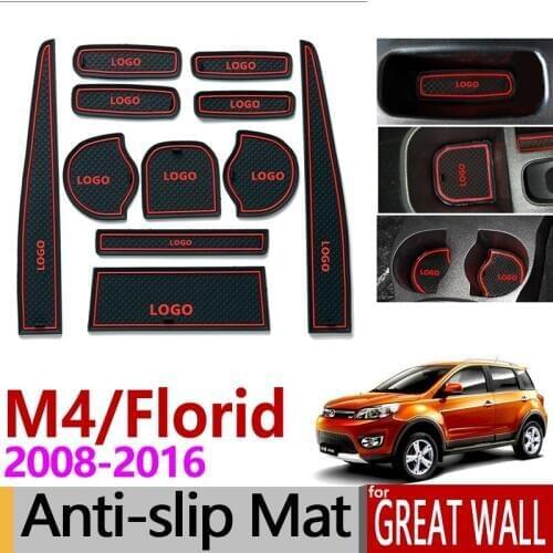 Anti-Slip Rubber Gate Slot Cup Mat for Great Wall Hover M4 Florid 2009 2010 2011 2012 2013 2014 2015 2016 Accessories Stickers
