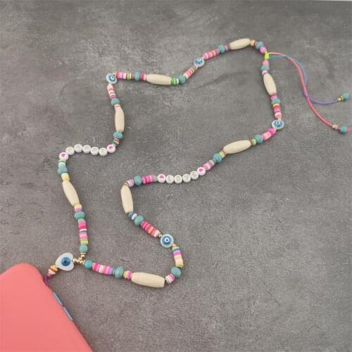 Boho Style Mobile Phone Straps Stone Clip Hanging Neck Rope Lanyard for iPhone Camera USB Holder ID Pass Card Name Badge Holder