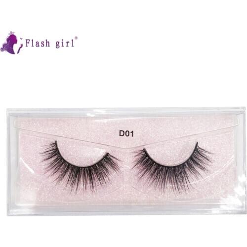 Flash Girl Real Mink Eyelashes D01 Natural Thick Long Eye Lashes Makeup Tools Handmade Fluffy Fake Eyelash Extension