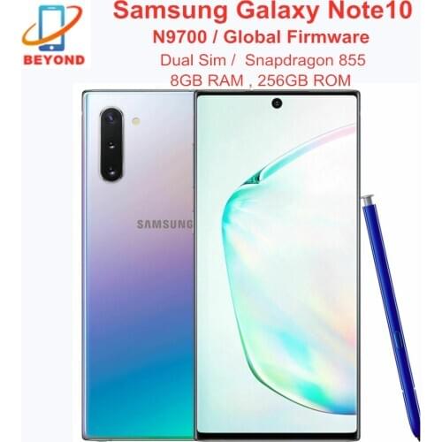 Samsung Galaxy Note10 Note 10 N9700 Dual Sim 256GB ROM 8GB RAM Octa Core 6.3" Snapdragon 855 NFC LTE Original Mobile Phone