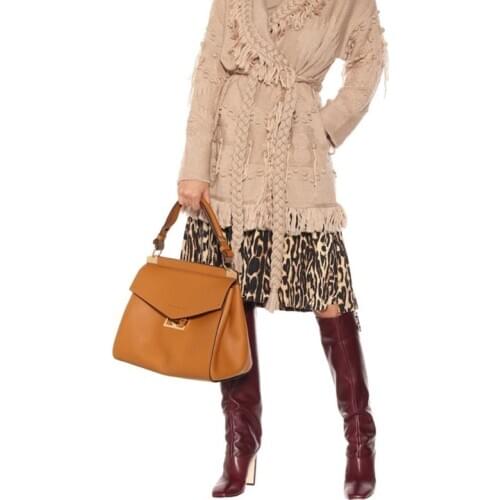 Square Toe High Heel Boots Slip On Knee High Leather Excellent Quality Manufacturer Winter Women Shoes Runway Party Boots Solid