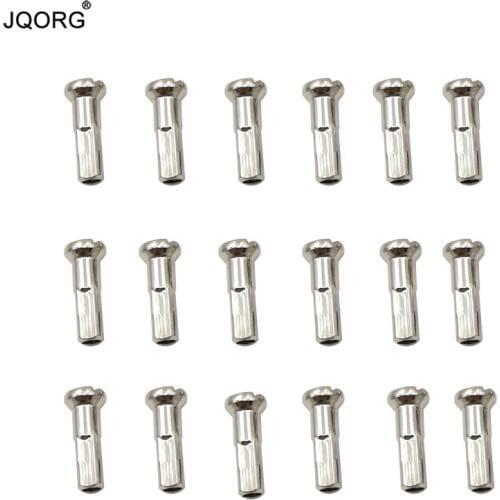 28 Pieces A Lot 14/15 G Diameter 1.8 mm Bike Spokes Suitable 14 mm Longer Brass Material Bicycle Spoke Nipples With Sliver Color