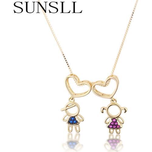 SUNSLL Fashion gold copper necklace cubic Zirconia boy/ girl necklace for women / children party jewelry pendant necklace gifts