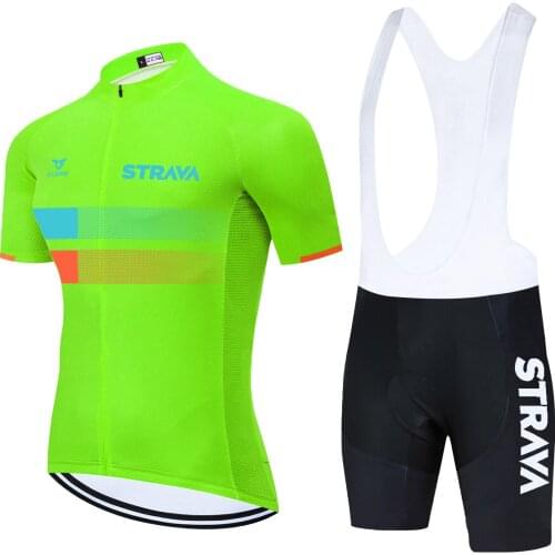 2021 STRAVA TEAM Cycling Jersey Biciclet 20D Bike Shorts Set Quick Dry Ropa Ciclismo Mens Pro BICYCLING Maillot Culotte Wear