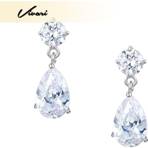 Vivari Ladies Fashion Elegant Stainless Steel Crystal Stone Pendant Earrings Fashion Accessories