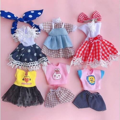 1:8 Dollhouse High-end Dress Up Can Dress Up Fashion Doll Clothes Skirt Suit Best Gifts for Children DIY Girls Toys 16cm Hot