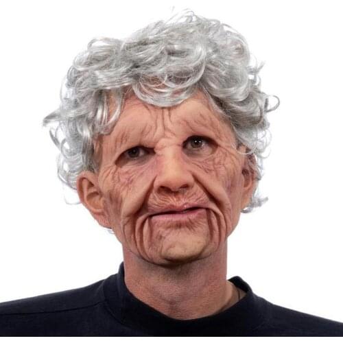 Women Scary Mask Cosplay Scary Full Head Latex Mask Halloween Horror Funny Cosplay Party Mask Old Man Head Helmet Horror Mask