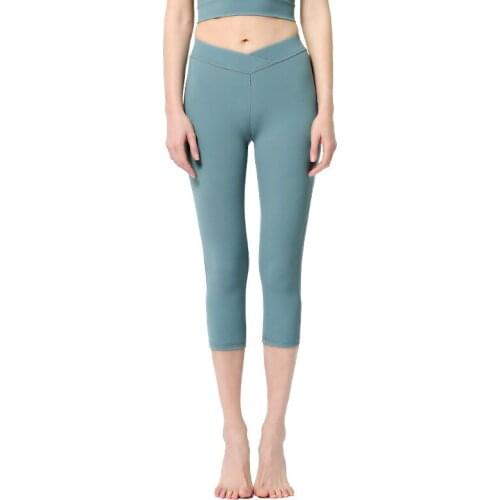 Women Sports Leggings Elastic High Waist Motion Yoga Pants 3/4 Running Capris Crop Gym Leggings Quick Dry Fitness Tights Female