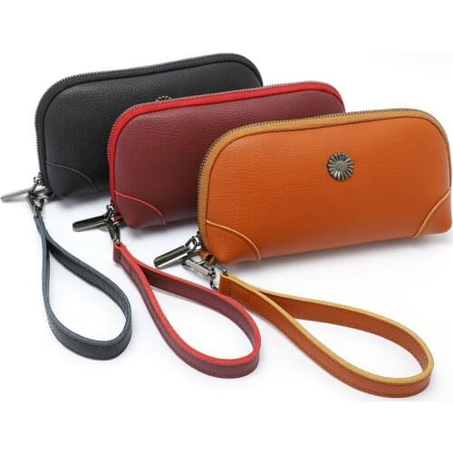 Large Capacity Genuine Leather Women Long Purse Female Clutch Money Wallets Handbag Vintage Luxury Women Cell Phone Card Holder