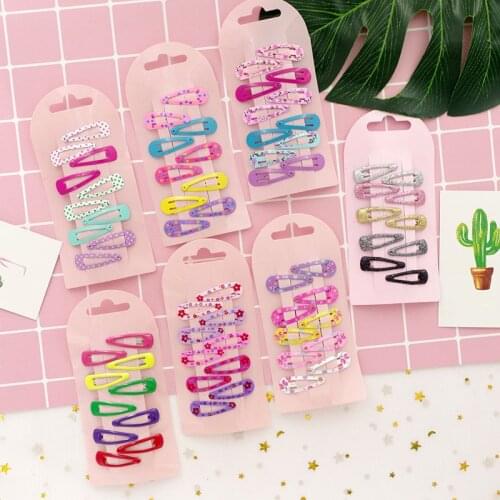 10pcs 3.5cm Mini Baby BB Clips Cartoon Snap Hair Clip Metal Candy Color Girls Hairpins Hair Clip Kids Children Accessories