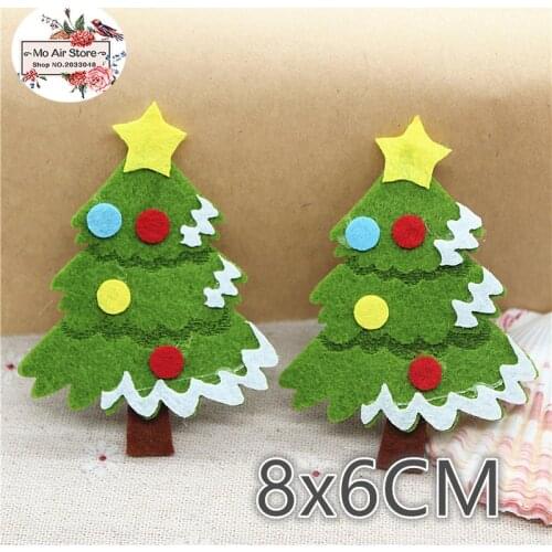 8CM 10pcs Non-woven patches Christmas Tree Felt Appliques for clothes Sewing Supplies diy craft ornament
