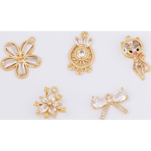 WHSOK 20Pcs Jewelry Accessories/CZ Charms/Pendant For Earrings/Genuine Gold Plating/DIY/Hand Made/Jewelry Findings & Components