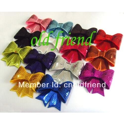 3" Large sequin bows Kids hair sequin bows 16 color IN STOCK Free Shipping 160pcs/lot
