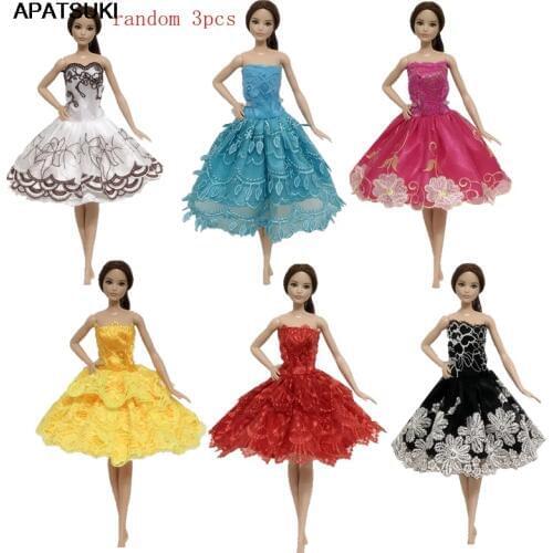 3pcs/lot Random Ballet Dress For Barbie Doll Clothes Evening Dresses Clothes For Barbie Dolls Outfits 1/6 Doll Accessories Toy