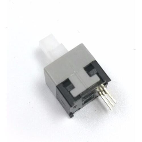 50pcs 5.8*5.8mm self locking switch reset switch 3pins push button switch white/grey DC 12V 0.1A