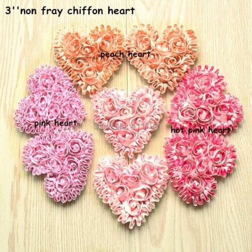 55 pcs/ lot , 3'' shabby flowers chiffon rose heart sweet rose chiffon heart headband for valentines day