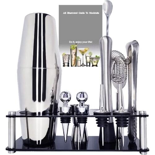 750/600ml 12pcs/set Stainless Steel Liquor Red Wine Cocktail Shaker Mixer Wine Martini Shaker Bartender Drink Party Bar Tools