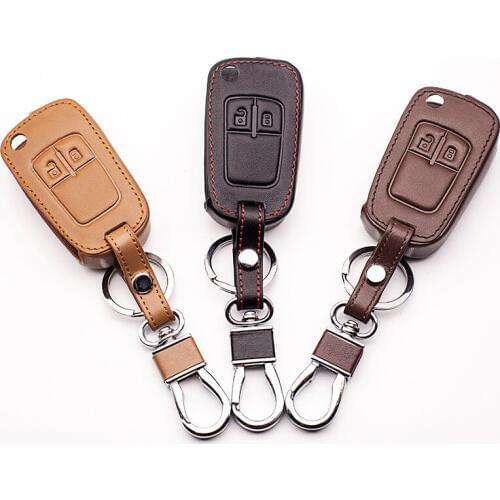 Car-cover Genuine Leather key cases sets key bags for Opel Mokka Astra Corsa Antara Insignia Meriva Zafira,2 Buttons fold key