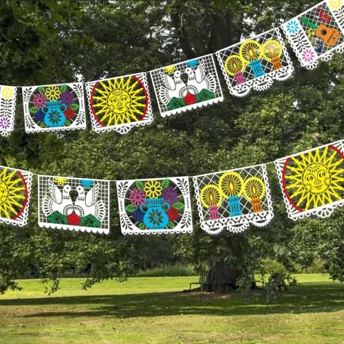 BA269 Colorful Cinco De Mayo Mexican Party Paper Cutting Design Paper HAPPY BIRTHDAY Party Banners Party Wall Hanging Flags