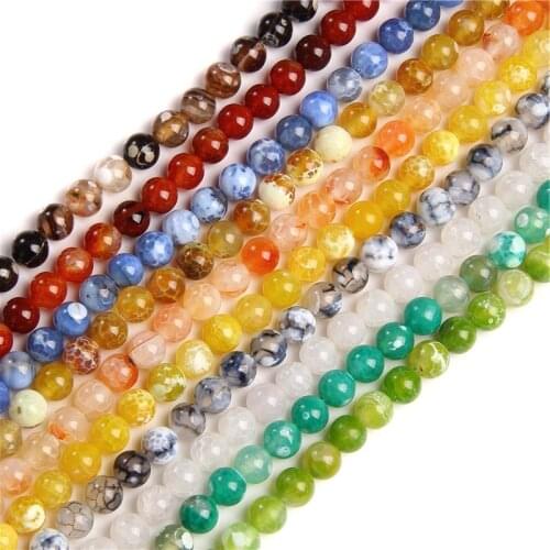 Dragon Veins Agat Polished 6/8/10 mm Drilled Stone Beads Natural Green Veins Agat Strand Beads For DIY Making Jewelry Accessory