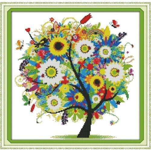 Everlasting Love Christmas Happy Tree Ecological Cotton Cross Stitch 11CT And 14CT Printed New Store Sales