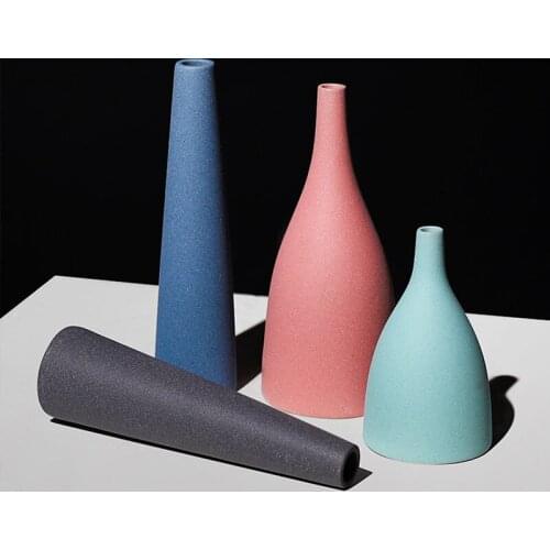 Home Office Decoration Ceramic Flower Vase Thin Mouth Morandi Art Vases Ornament Flower Arrangement Housewarmimng Gifts Crafts