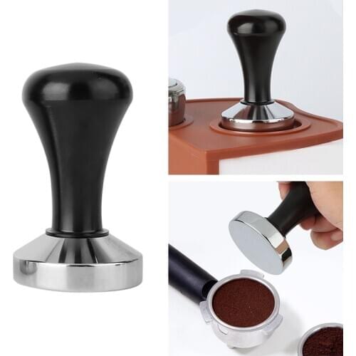 Coffee Tamper Barista Calibrated Espresso Coffee Powder Bean Press Hammer Base with Wooden Handle