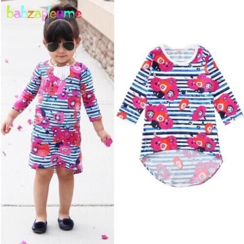 2017 Summer Kid Girls Dress Childrens Princess Dresses Flower Design Autumn Long Sleeve toddler girl clothing baby clothes A223