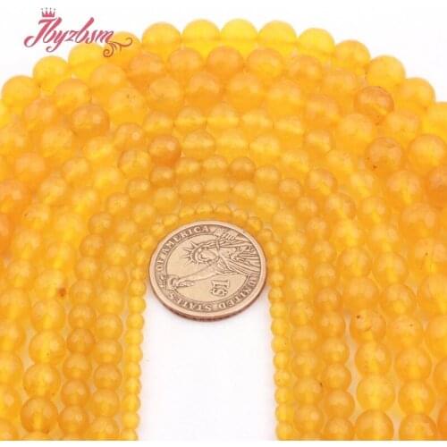 Round Faceted Yellow Jades Beads Stone Loose Beads for Women Men DIY Necklace Bracelet Earrings Rings Jewelry Making 15"