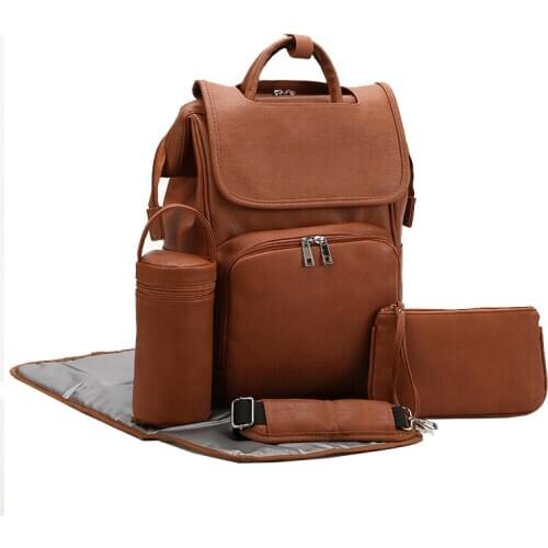 Little Grey Rabbit Unisex Fashion Quality PU Leather Diapers Backpack Maternity Changing Pad Stroller Straps