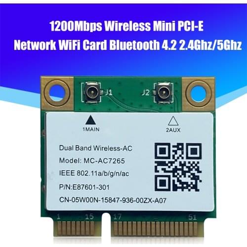 MC-AC7265 Dual Band 1200Mbps Wireless Card Bluetooth 4.2 Notebook Wlan Wifi Card Adapter 802.11ac 2.4G/5GHz Better 7260HMW pcie