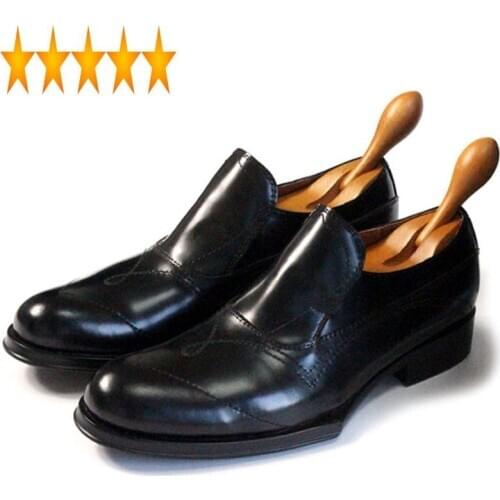 Geometric Italy Designer Block Heels Platform Runway Dress Shoes Men Moccasin Handmade Genuine Leather Loafers Office Footwear