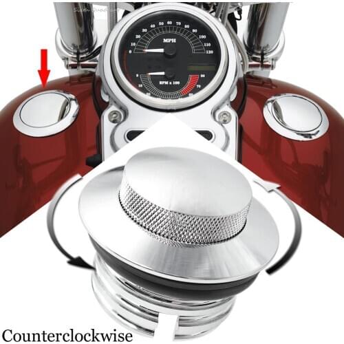 Motorcycle Chrome Left Side Screw-In Flush Mount Fuel Tank Gas Cap Fit for Harley Softail Dyna Aluminum