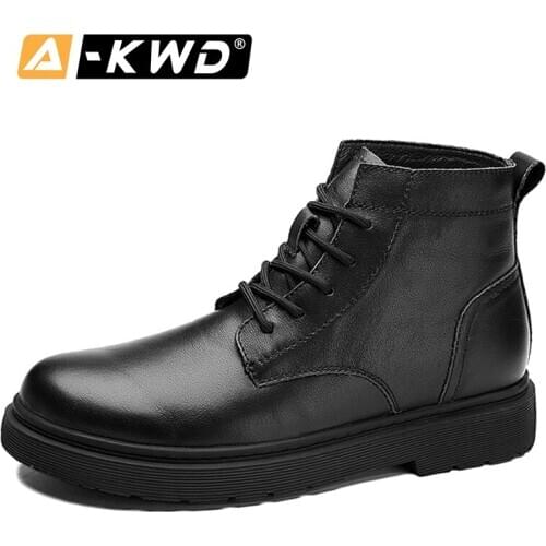 Winter Men Fur Boots Autumn Rubber Outsole Fashion Shoes Men 2020 Genuine Leather Warm Casual Boots Men Brand Design Mens Boots
