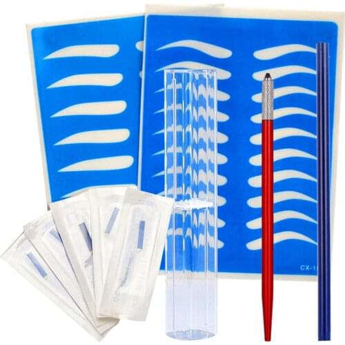 Permanent Makeup Kit 3D Eyebrow Tattoo Manual Pen Practice Skin for Learner