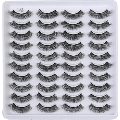 Mink eyelashes 3d mink hair eyelashes 20 pairs long makeup 3d faux nature fake lashes extension false eyelashes Wholesale (20P)