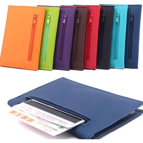 Candy Color Passport Cover Protect Cover Wallet For Travel Unisex Zipper Passport Card Holder Fashion Pu Leather Passport Holder