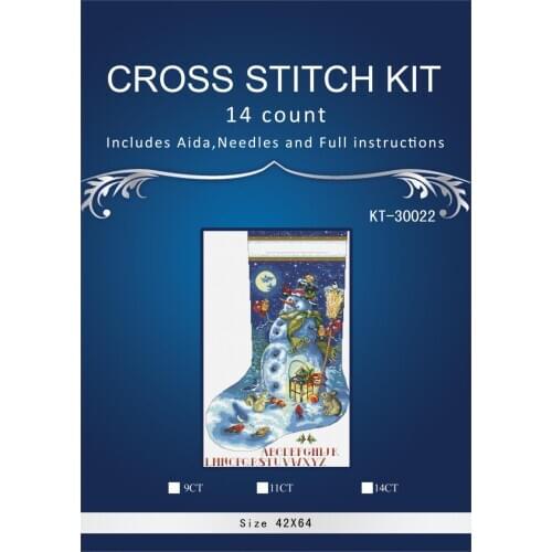 Oneroom Snow birds christmas sock Embroidery Crafts Needlework 14CT Unprinted Arts Cross Stitch Kits DMC DIY Quality 16
