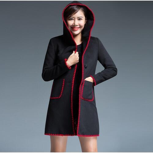 Plus size 2xl-7XL Big yards winter coat women fashion long style woolen overcoat femme copy wool brand long sleeve Cloak