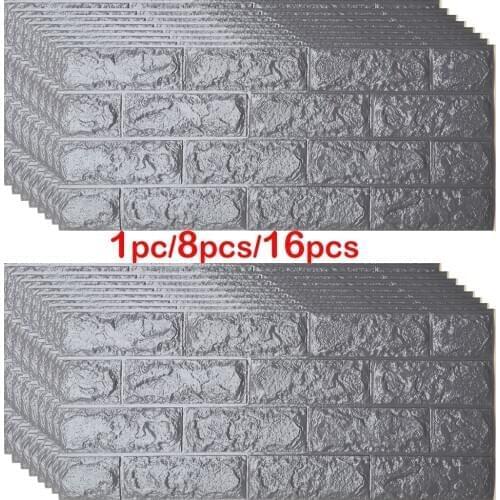 PE Foam 3D Wall Stickers Self-adhesive Embossed Brick Panel DIY Stone Wallpaper Home Decor Living Room House Decoration DIY Kids