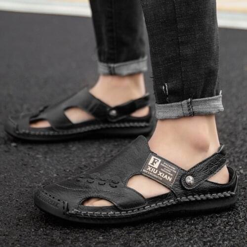 ZEEKSON Casual Non-slip Sandals Mens Summer Beach Slippers Shoes Mens Trend New Style Business Work Dual-use Sandals Men