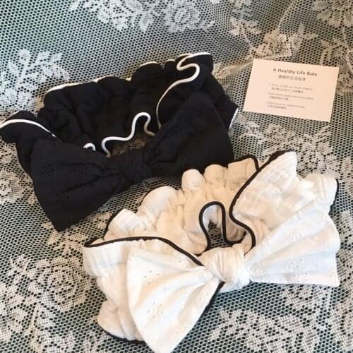 Korean Girl Sweet And Lovely Pure Lace Hollow Bow Girl Face Wash Headband Makeup Apply Mask Headband Headband Headwear